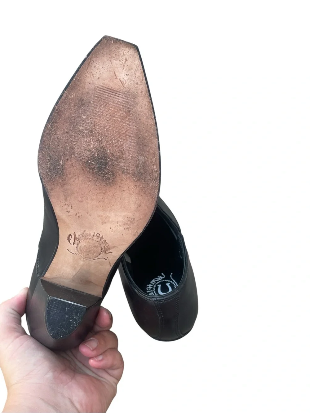 Charlie 1 Horse by Lucchese, Black Leather Western‎ Bootie, Size 6.5B, EUC